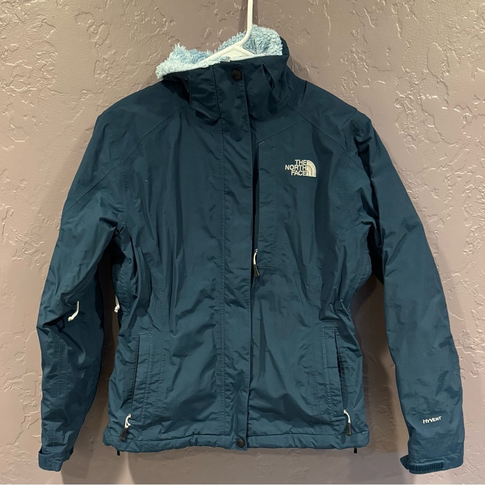 The North Face Women's Dark Blue Fleece Lined Ski Jacket - M